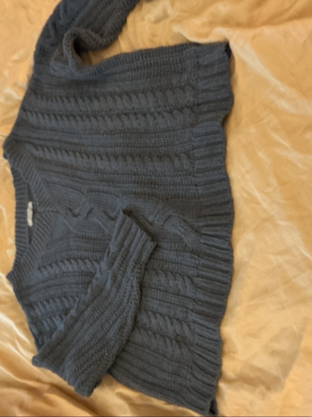 FAVLUX Cable Knit Scoop Neck Sweater - Slate Blue